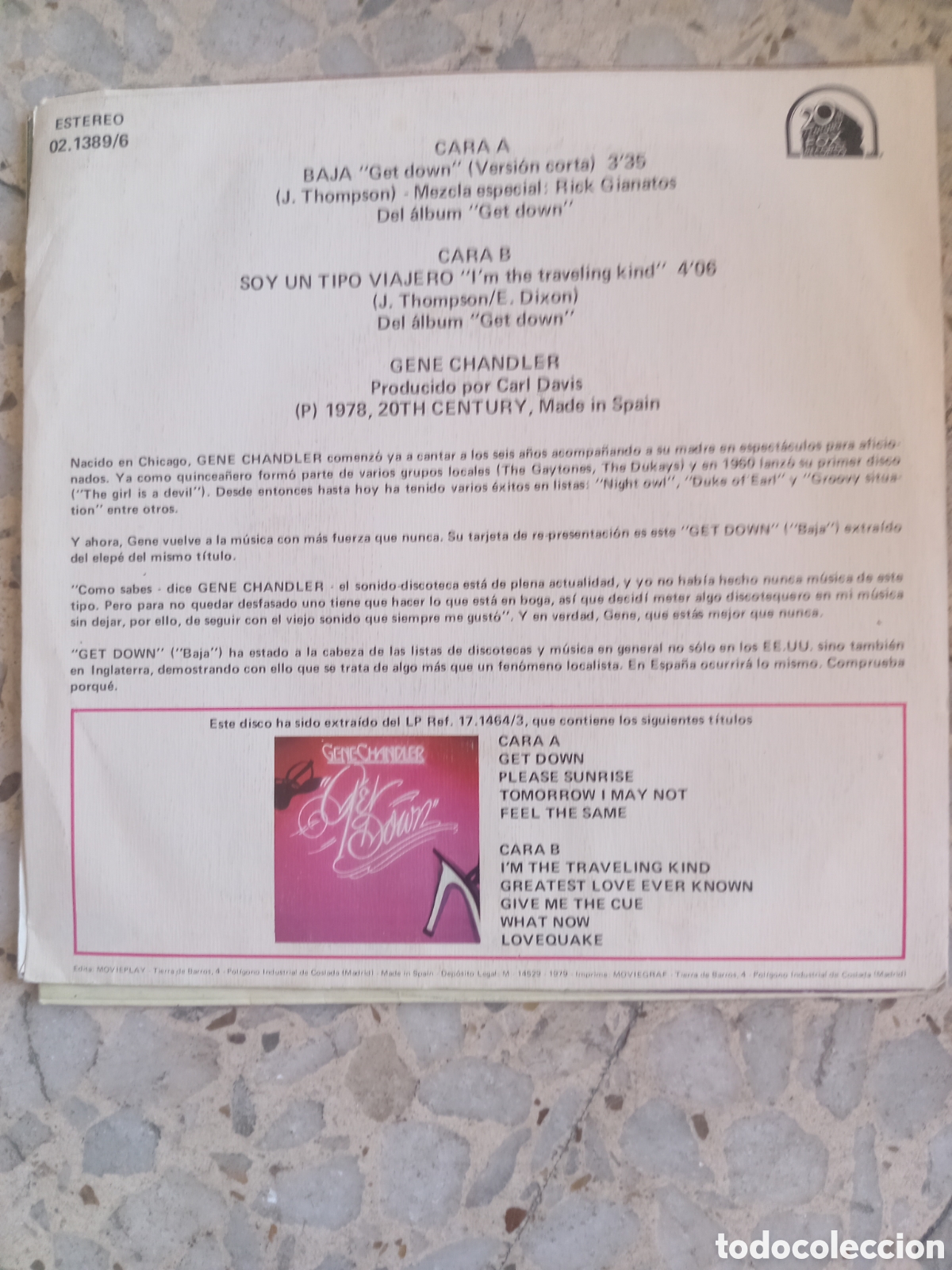 Discos de vinilo: SGL GENE CHANDLER GET DOWN 1979 - Foto 2