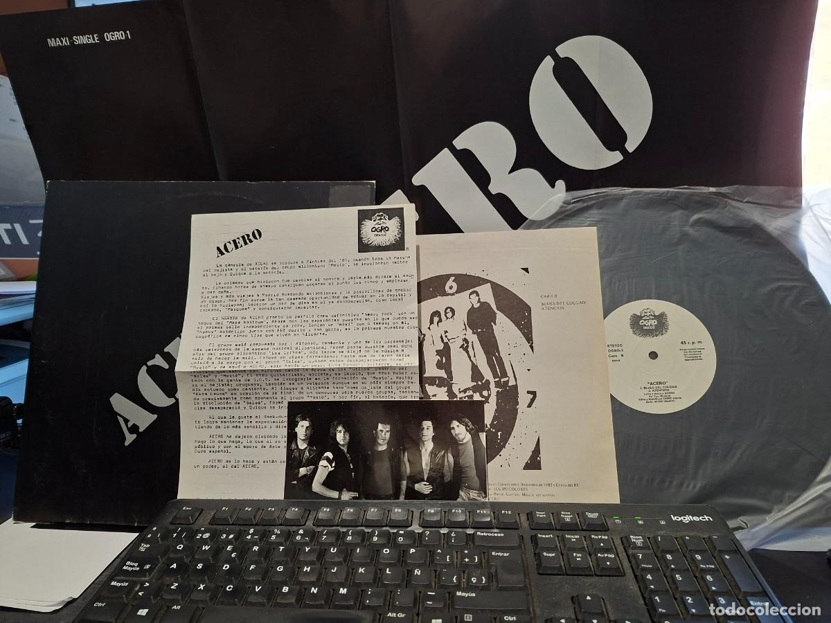 Discos de vinilo: ACERO - MINI LP PROMOCIONAL PACK COMPLETO - OGRO DISCOS 1983 HEAVY METAL - SER-1