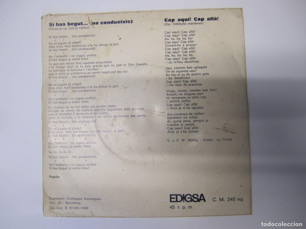 Discos de vinilo: disco vinilo single la trinca si has begut - Foto 3