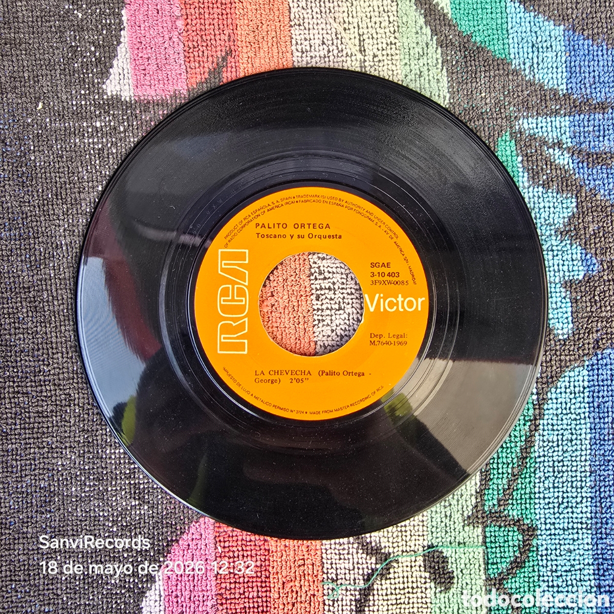 Discos de vinilo: [SINGLE] PALITO ORTEGA, TOSCANO Y SU ORQUESTA: LA CHEVECHA - YO TENGO LA CULPA (RCA VICTOR) (1969)