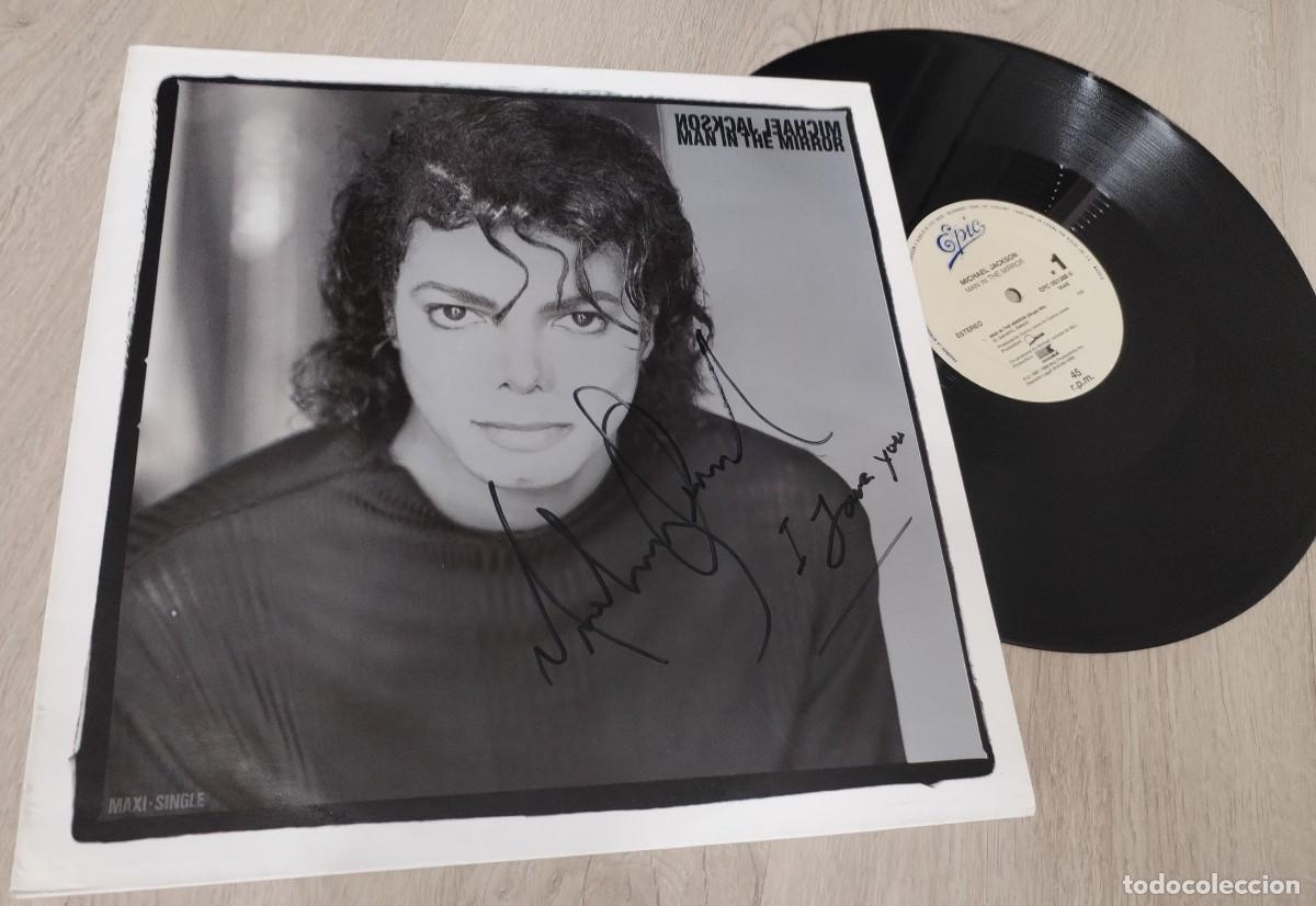 Discos de vinilo: MICHAEL JACKSON - MAN IN THE MIRROR .. MAXISINGLE DE 1988- EPIC ..EDICION ...FIRMADA Y DEDICADA