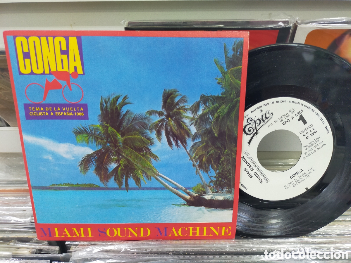 Discos de vinilo: Miami sound machine single promocional por una sola cara conga Espa&ntilde;a 1985