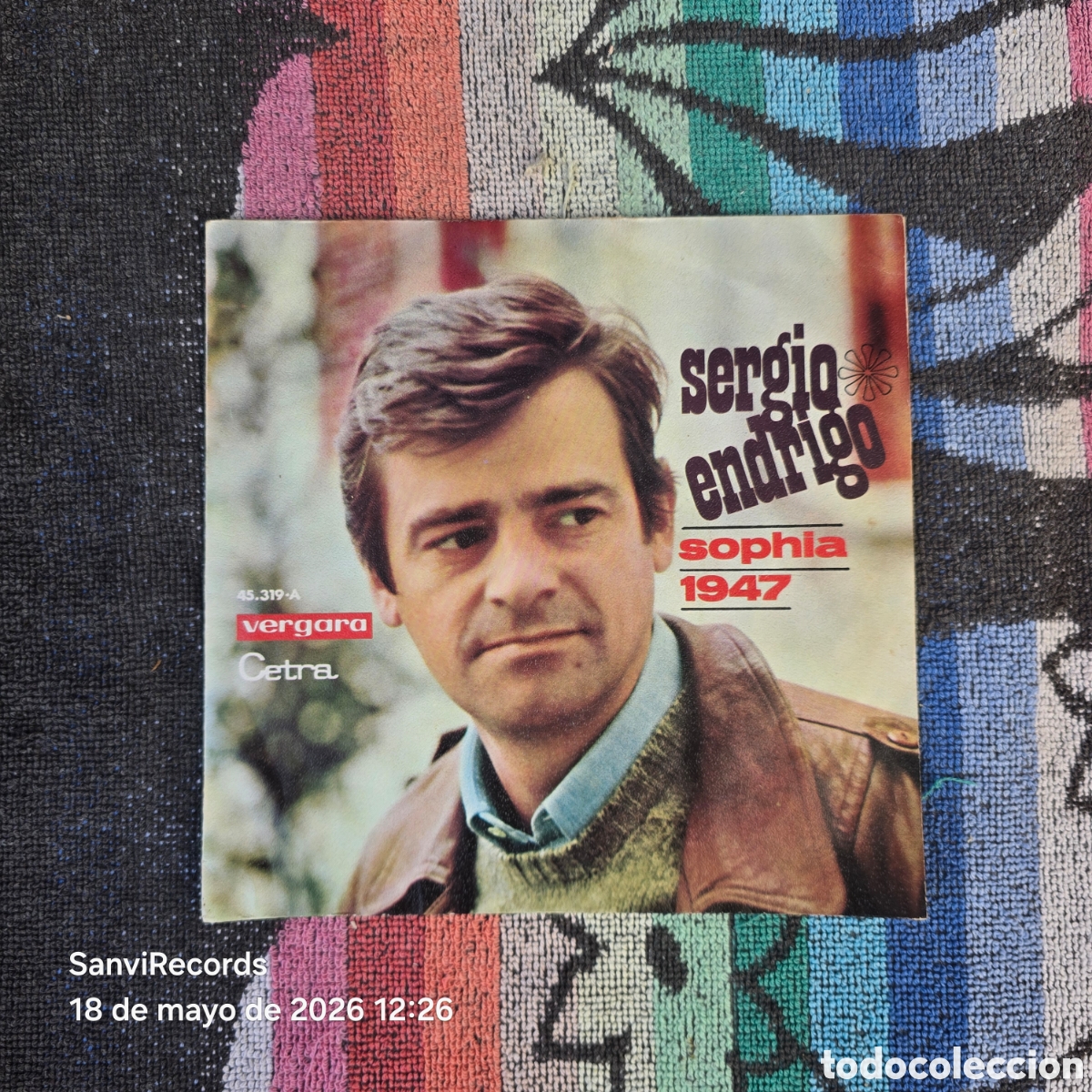 Discos de vinilo: [SINGLE] SERGIO ENDRIGO: SOPHIA - 1947 (CETRA, VERGARA) (1969)