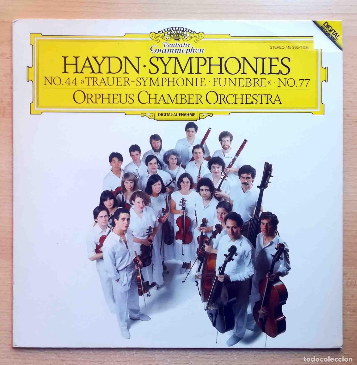 Discos de vinilo: Haydn Symphonies N&ordm; 44 Trauer Sim. Funebre y N&ordm; 77. Orpheus Chamber Orchestra. Deutsche Grammophon