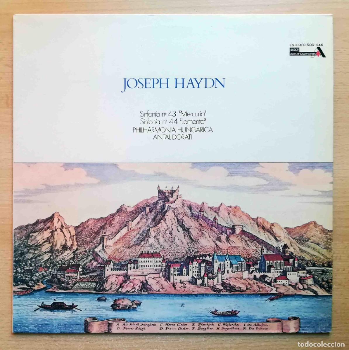 Discos de vinilo: Joseph Haydn. Sinfon&iacute;a N&ordm; 43 Mercurio y N&ordm; 44 Lamento. Philarmonia Hugarica. Antal Dorati.