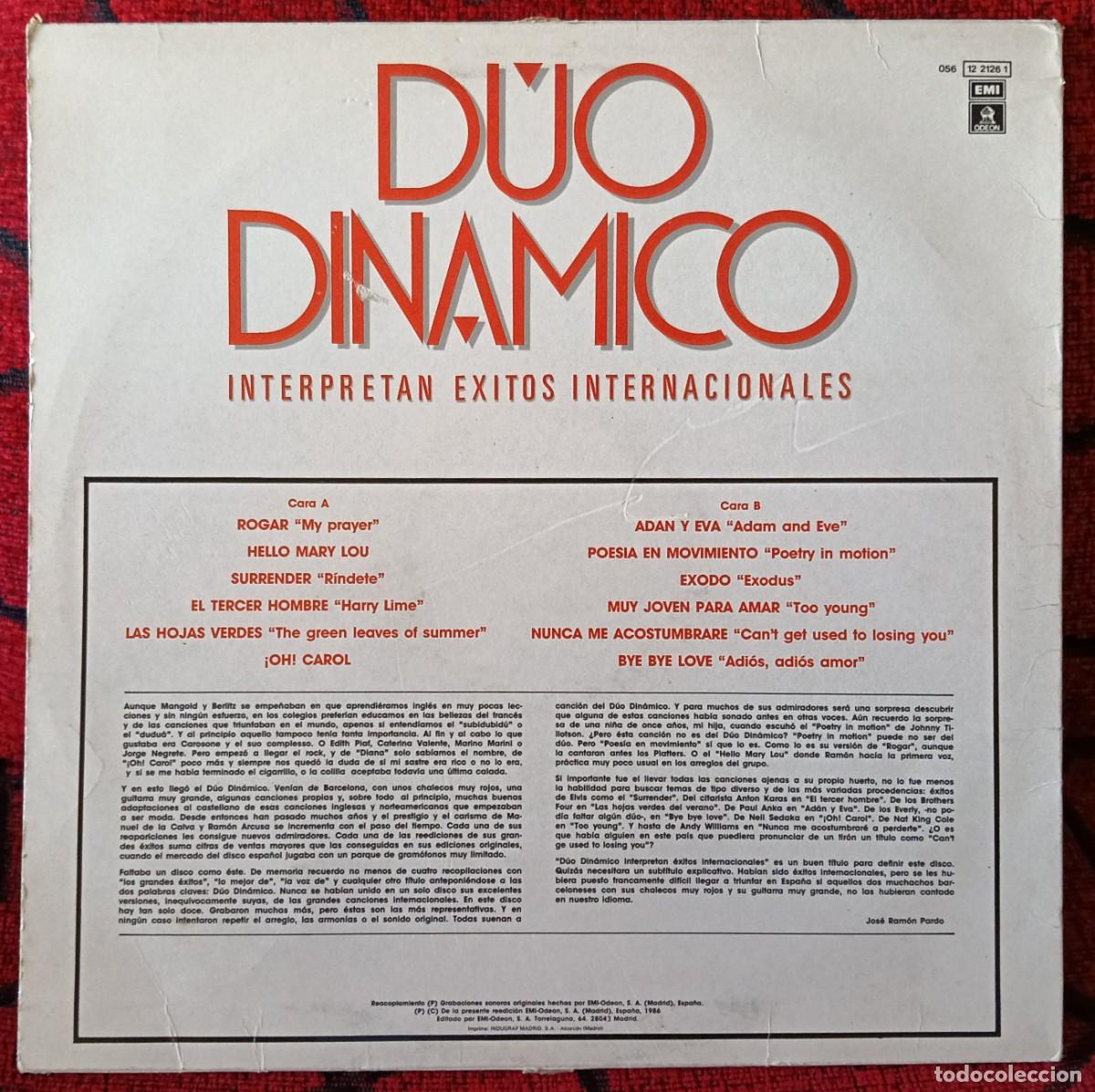 Discos de vinilo: DUO DINAMICO ** Interpretan &Eacute;xitos Internacionales ** VINILO LP 1986 - Foto 2