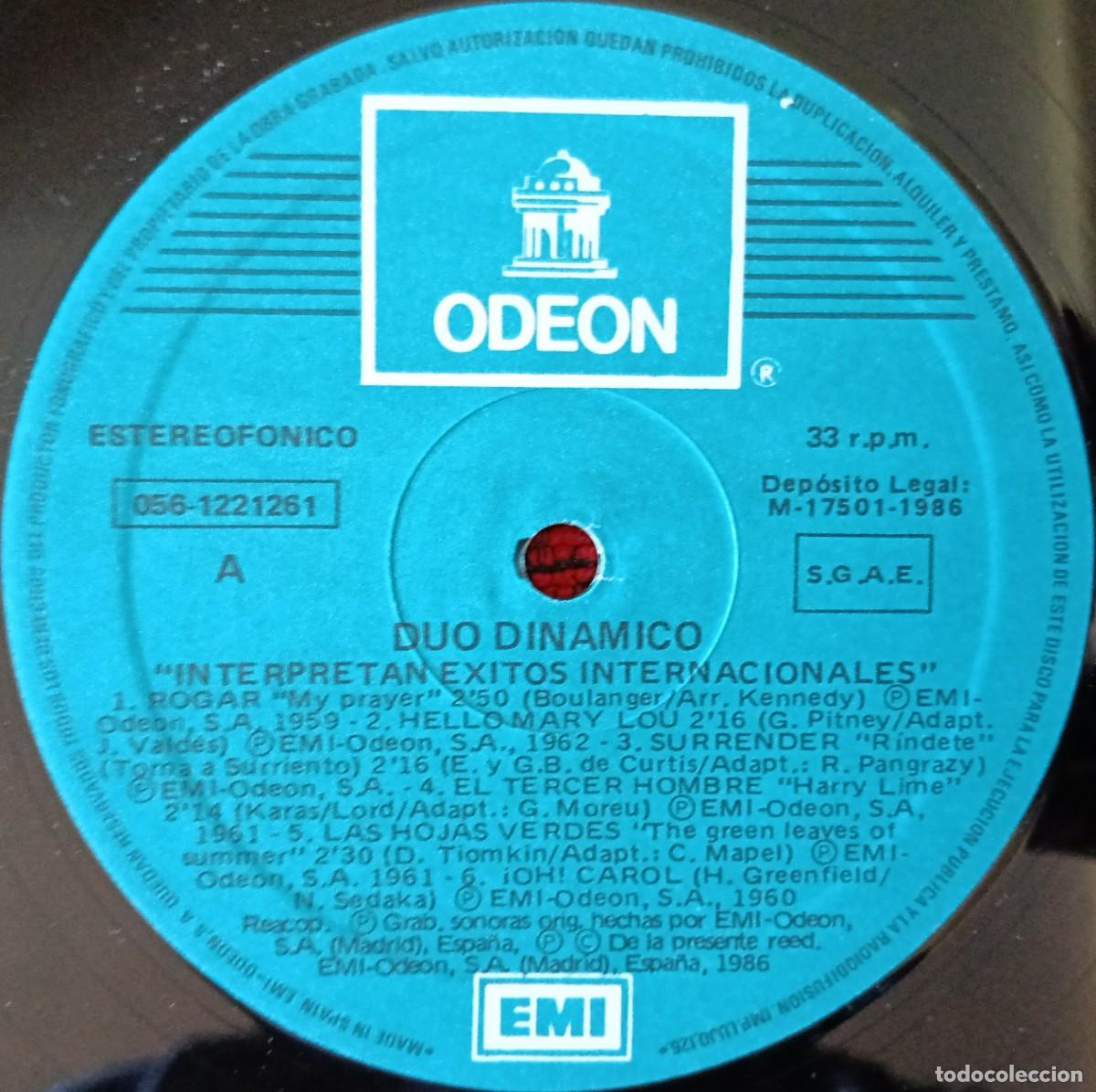 Discos de vinilo: DUO DINAMICO ** Interpretan &Eacute;xitos Internacionales ** VINILO LP 1986 - Foto 3