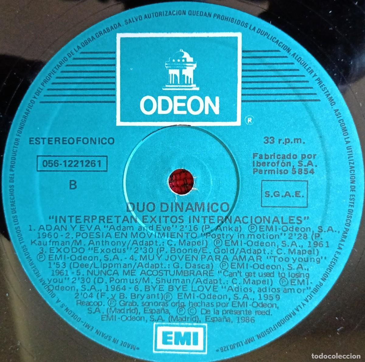 Discos de vinilo: DUO DINAMICO ** Interpretan &Eacute;xitos Internacionales ** VINILO LP 1986 - Foto 4