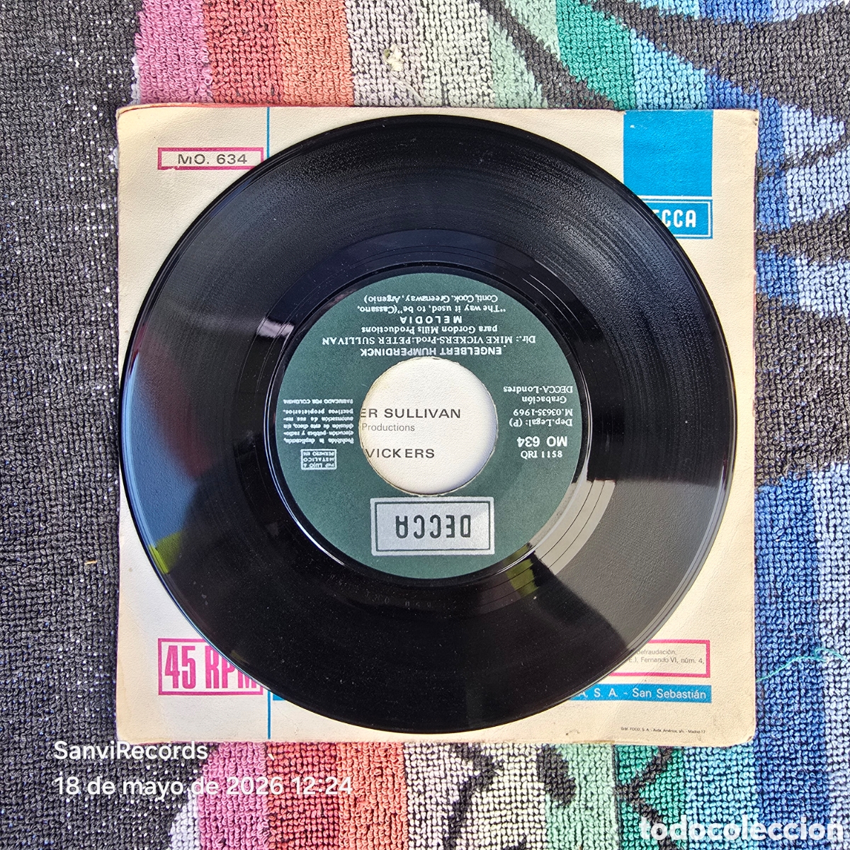 Discos de vinilo: [SINGLE] ENGELBERT HUMPERDINCK: MELODIA - A GOOD THING GOING (DECCA) (1969) - Foto 3