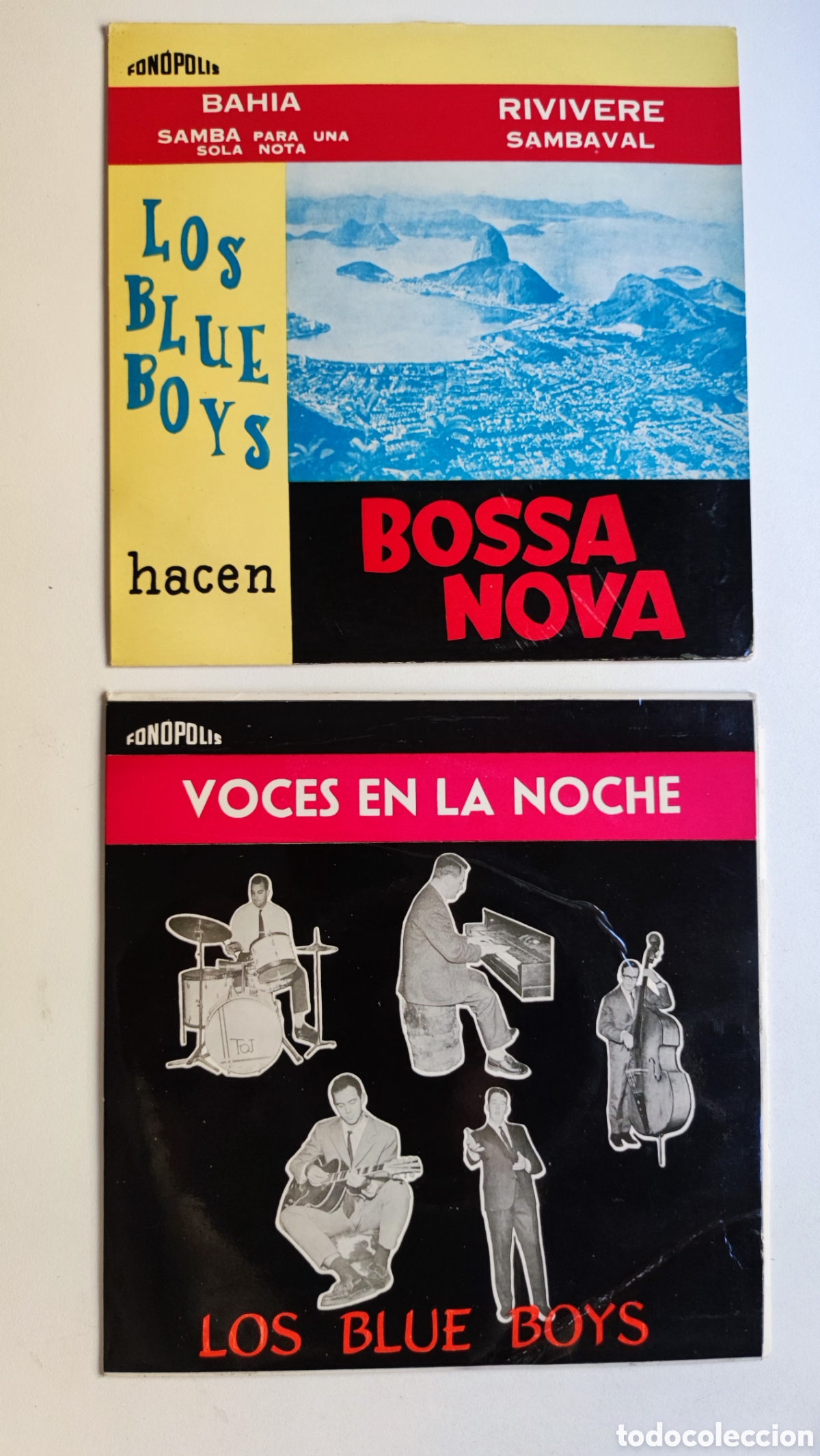 Discos de vinilo: EPs 1962-63 / LOS BLUE BOYS - BAH&Iacute;A BOSSA NOVA + VOCES EN LA NOCHE / FONOPOLIS 1962 y 1963 SPAIN