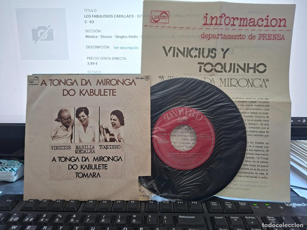Discos de vinilo: VINICIUS DE MORAES TOQUINHO Y MARILIA MEDALHA A TONGA DA MIRONGA KABULETE SINGLE PROMOCIONAL - C- 63