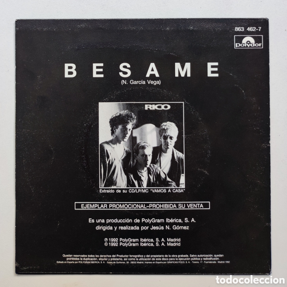 Discos de vinilo: 1992 - NACHO GARC&Iacute;A VEGA / RICO - NACHA POP / B&Eacute;SAME - POLYGRAM 1992 SINGLE PROMO