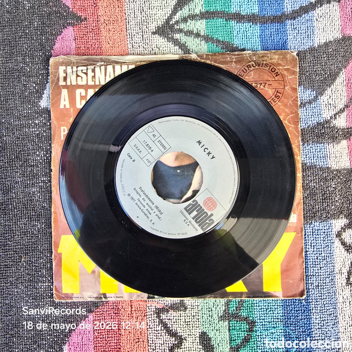 Discos de vinilo: [SINGLE] MICKY: ENS&Eacute;&Ntilde;AME A CANTAR - PROFUNDAMENTE (ARIOLA) (1977) - Foto 3