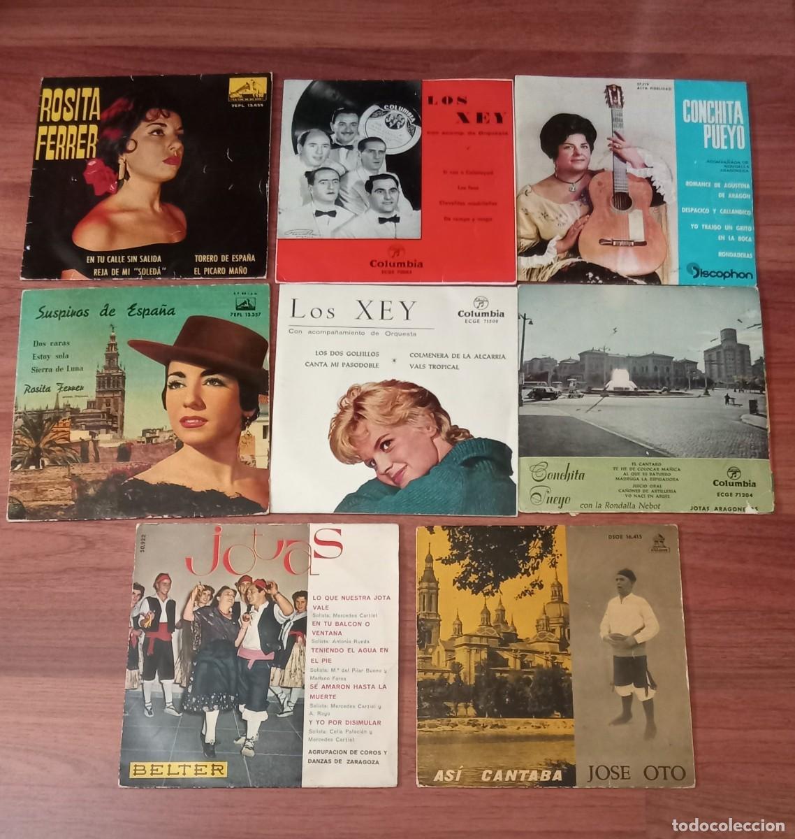Discos de vinilo: LOTE 8 vinilos a&ntilde;os 60. Conchita Pueyo - Los Xey - Rosita Ferrer - Jotas