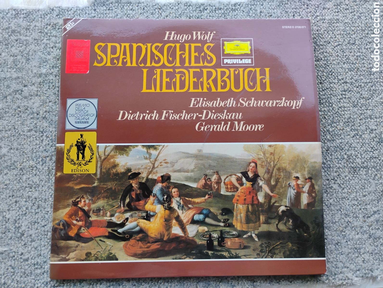 Discos de vinilo: Wolf, Hugo: Cancionero Espa&ntilde;ol. Schwarzkopf, Fischer-Dieskau, Moore. DG, 2 lps