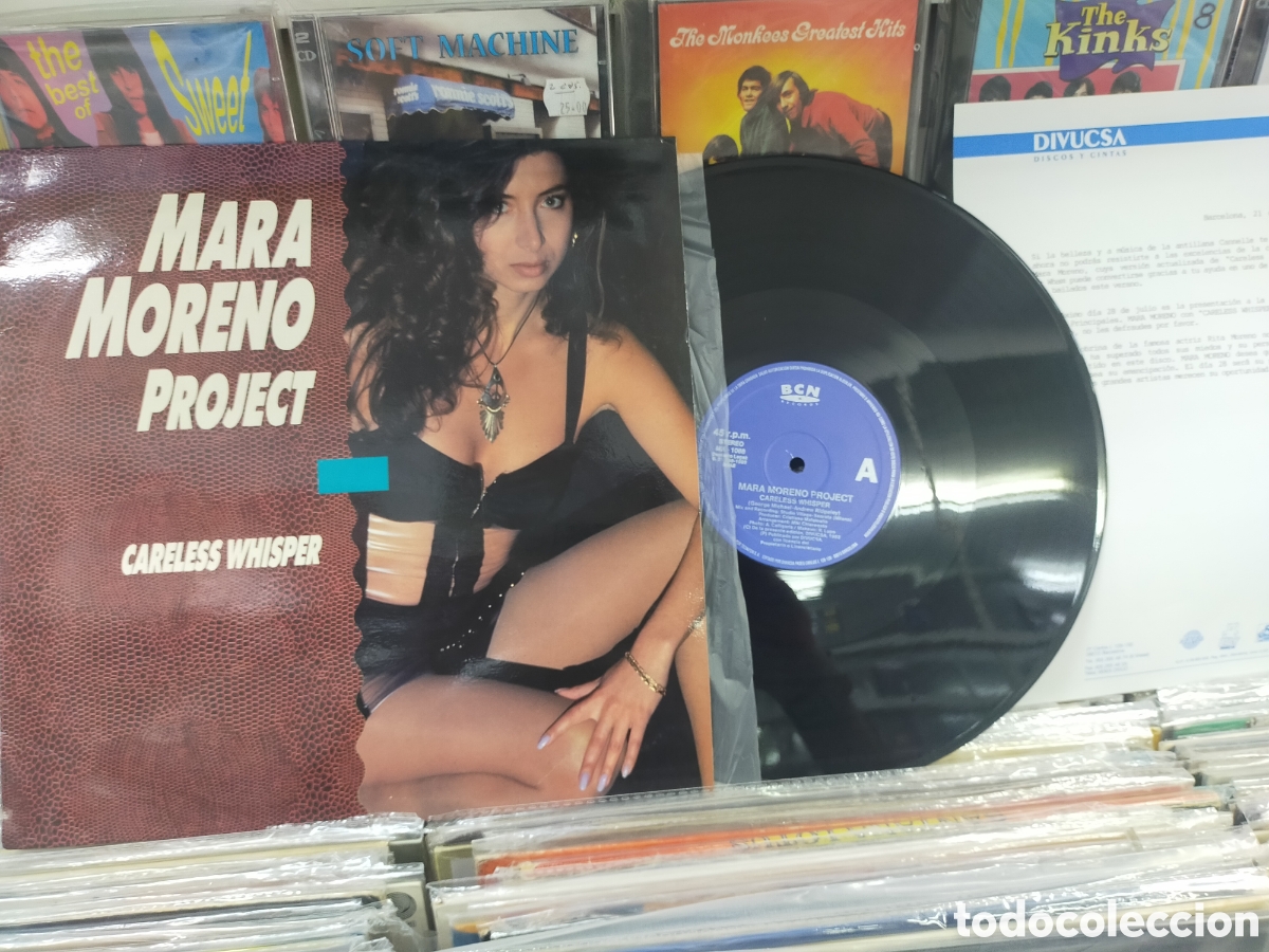 Discos de vinilo: Mara moreno project maxi careless Whisper Espa&ntilde;a 1992 con hoja promo