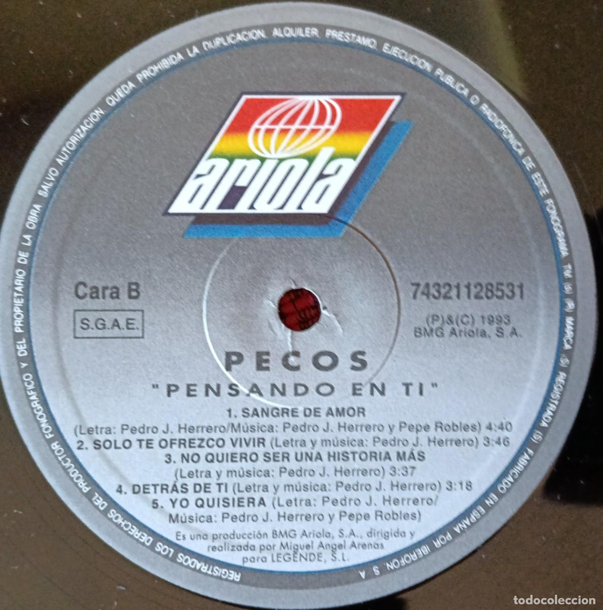 Discos de vinilo: PECOS ** Pensando En Ti ** VINILO LP 1993 - Foto 4