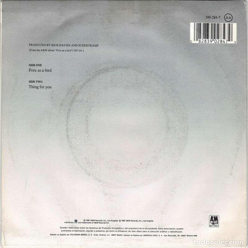 Discos de vinilo: Supertramp - Free As A Bird. Single - Foto 2