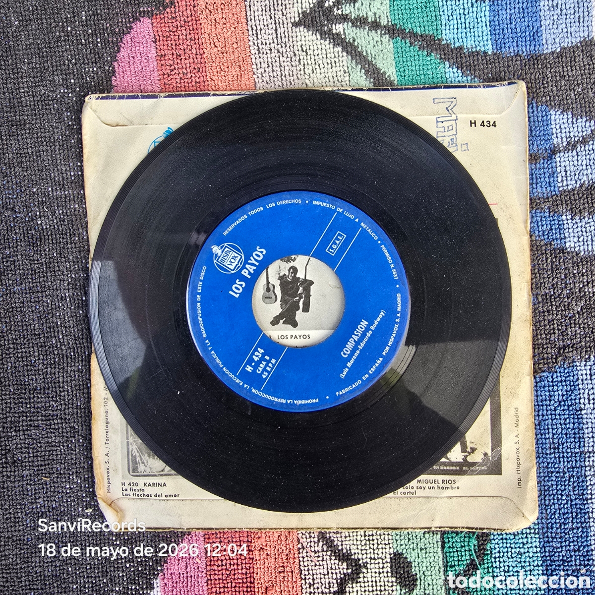 Discos de vinilo: [SINGLE] LOS PAYOS: MARIA ISABEL - COMPASI&Oacute;N (HISPAVOX) (1969) - Foto 3