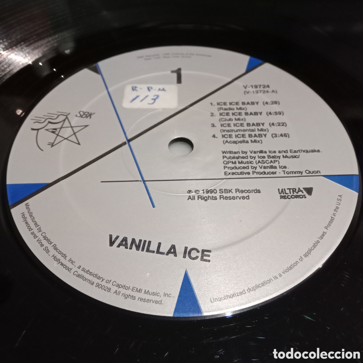 Discos de vinilo: VANILLA ICE - ICE ICE BABY - MAXI-SINGLE 12&rdquo; - Foto 2