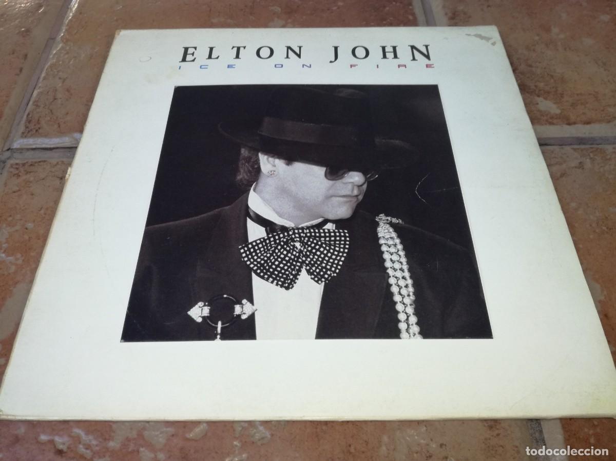 Discos de vinilo: ELTON JOHN-ICE ON FIRE-CONTIENE ENCARTE-ORIGINAL ESPA&Ntilde;OL 1985