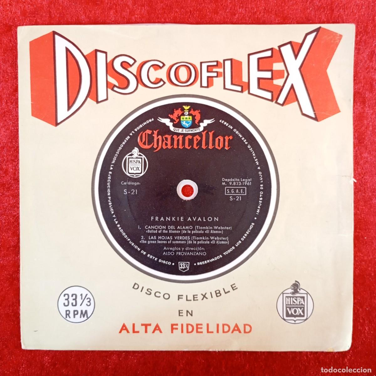 Discos de vinilo: DISCOFLEX - FRANKIE AVALON - CANCION DEL ALAMAO - A-21 - SINGLE - DISCO / 4366
