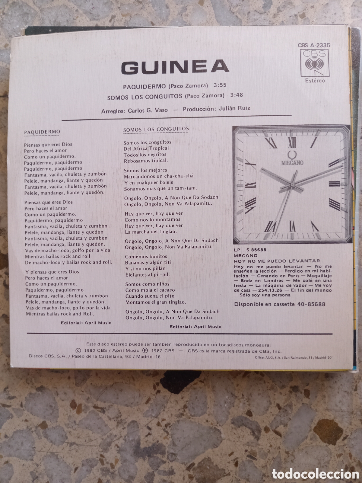 Discos de vinilo: SGL GUINEA PAQUIDERMO 1982 - Foto 2