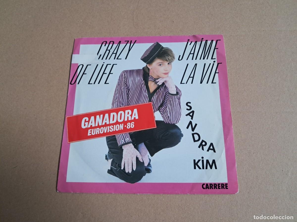 Discos de vinilo: SANDRA KIM - CRAZY OF LIFE ( EUROVISION 86 ) SINGLE 1986 EDICION ESPA&Ntilde;OLA