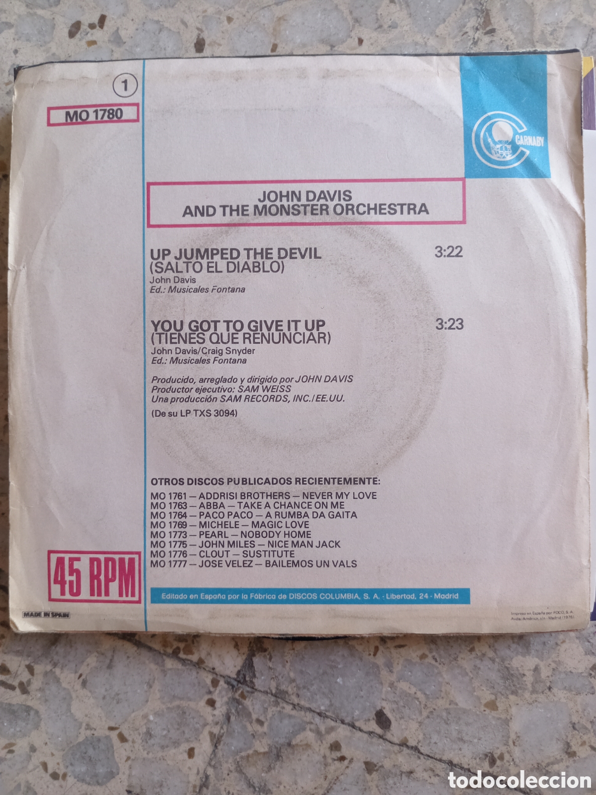 Discos de vinilo: SGL JOHN DAVIS AND THE MOONSTER UP JUMPED THE DEVIL 1977 - Foto 2