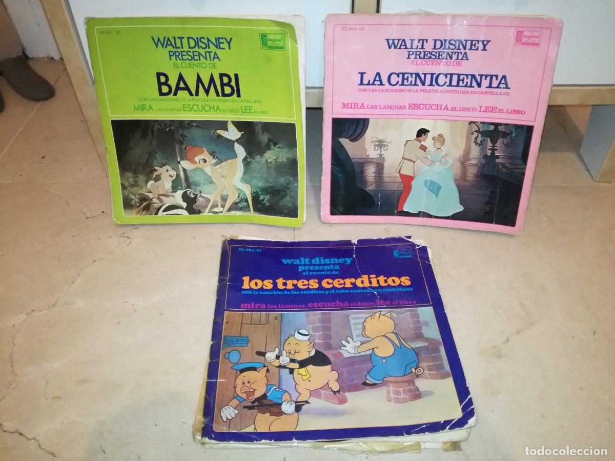 Discos de vinilo: LOTE DE 3 DISCOS CUENTOS DE WALT DISNEY