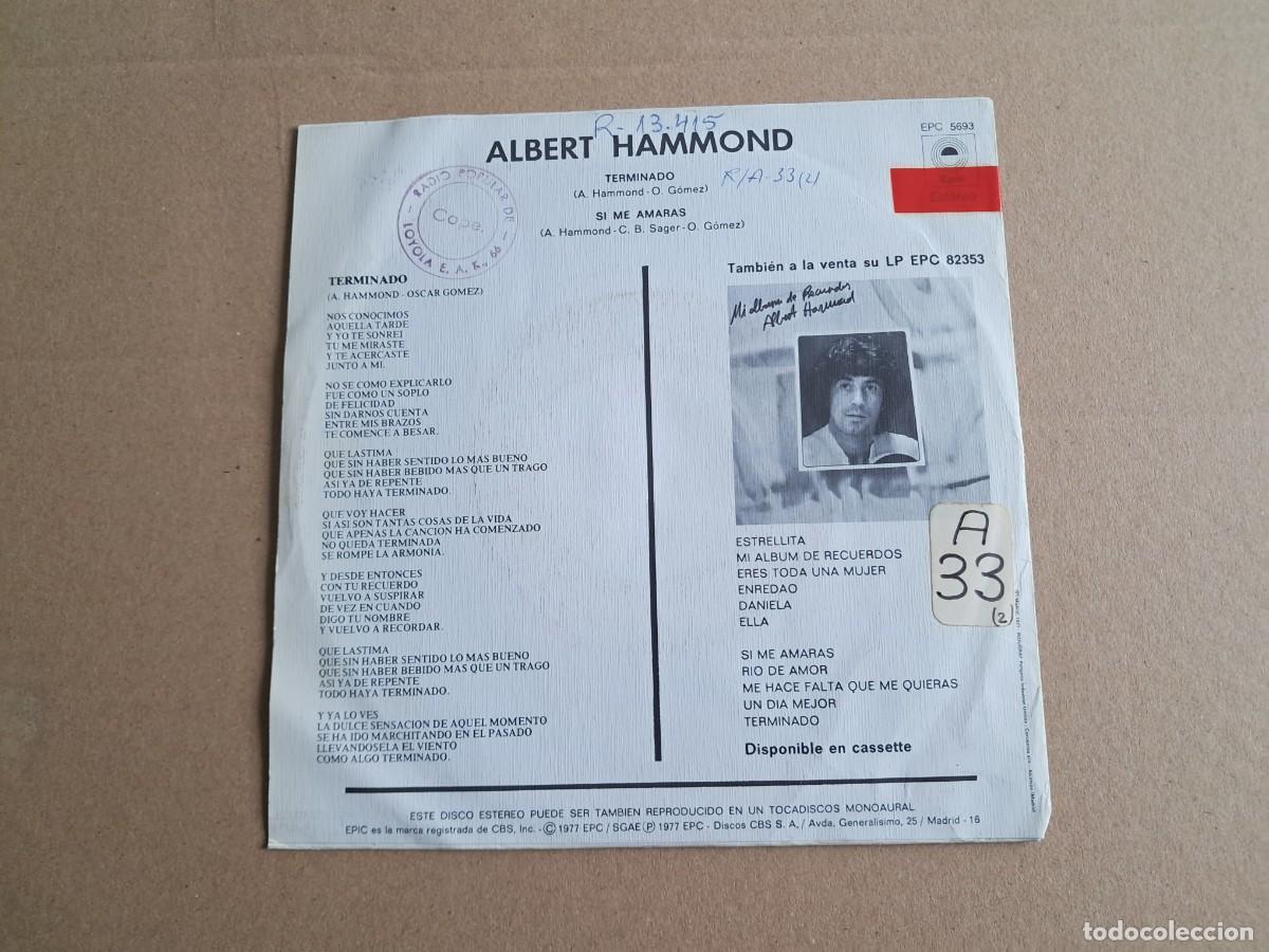 Discos de vinilo: ALBERT HAMMOND - TERMINADO SINGLE 1977 EDICION ESPA&Ntilde;OLA - Foto 3