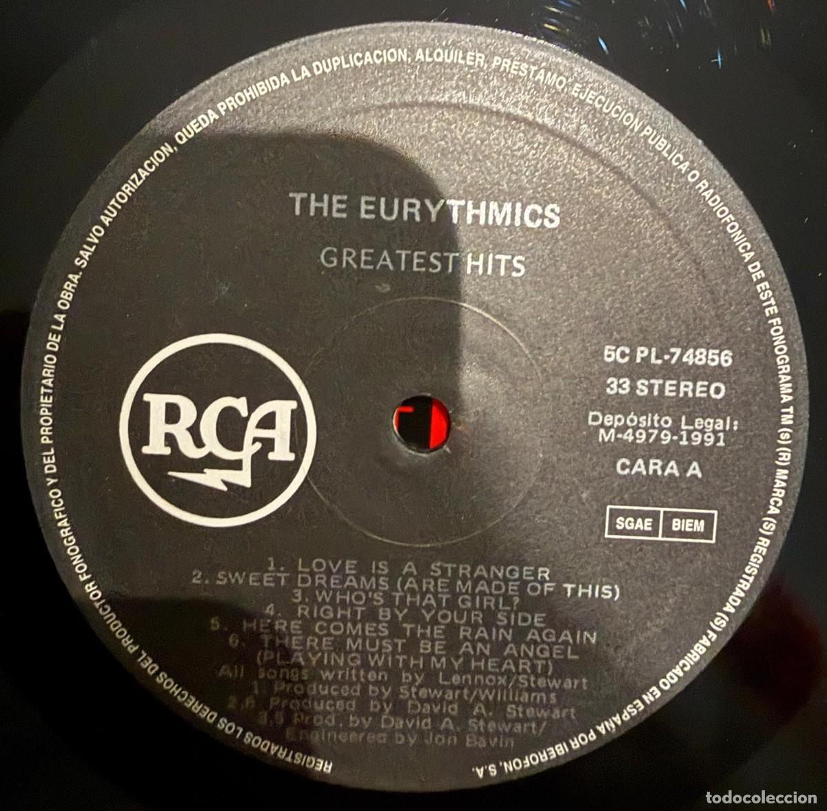 Discos de vinilo: Eurythmics &lrm;&ndash; Greatest Hits. Disco vinilo. Edic. Spain. 1991 - Foto 3