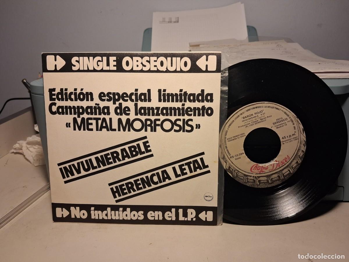 Discos de vinilo: SG BARON ROJO : INVULNERABLES + HERENCIA FATAL (DISCO PROMOCIONAL)