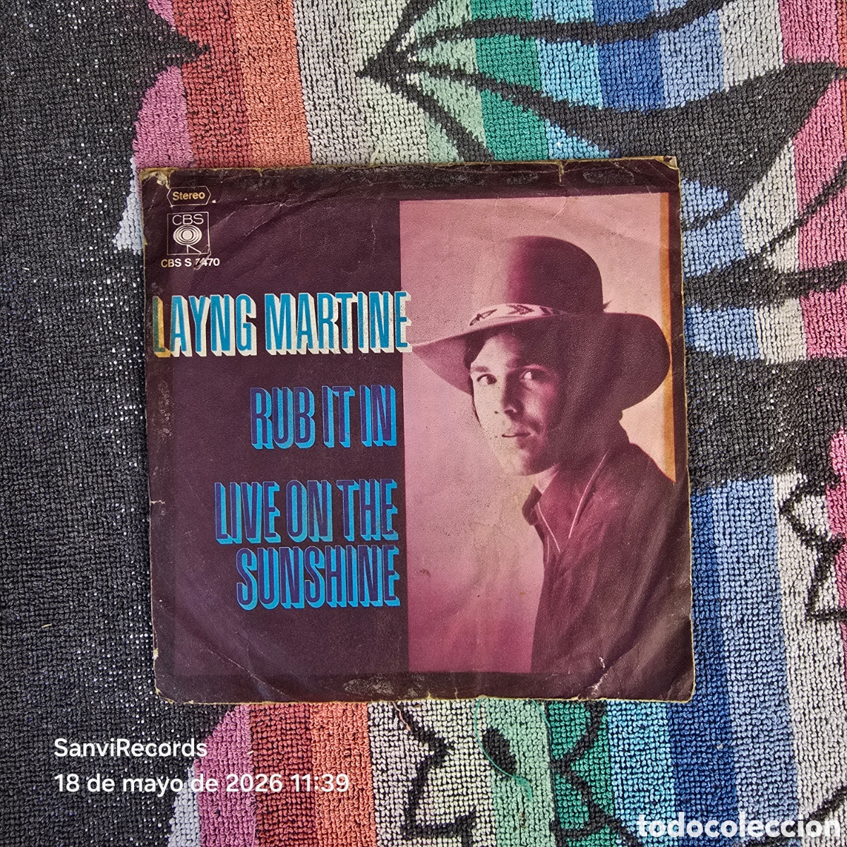 Discos de vinilo: [SINGLE] LAYNG MARTINE: RUB IT IN - LIVE ON THE SUNSHINE (CBS) (1971)