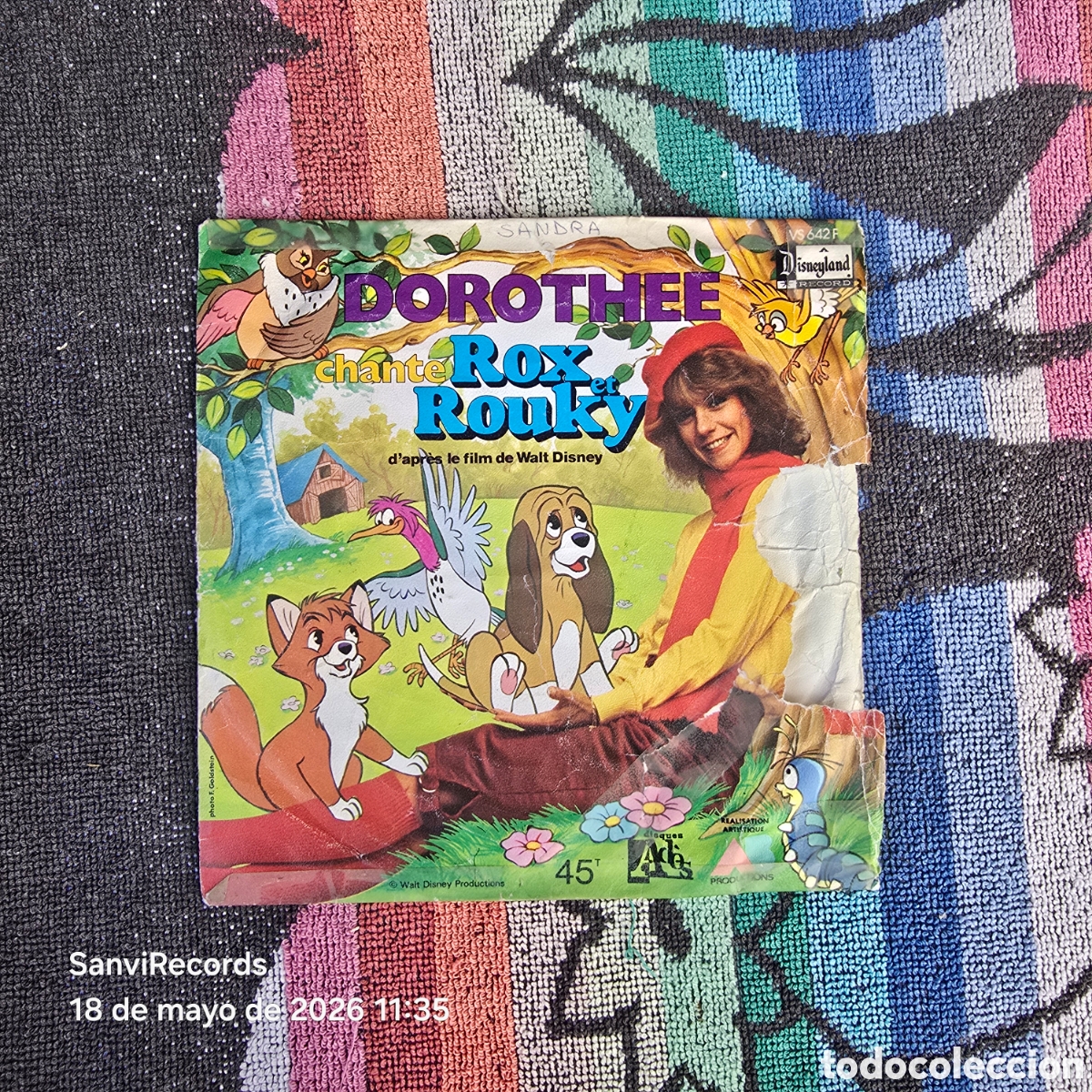 Discos de vinilo: [SINGLE] DOROTH&Eacute;E: ROX ET ROUKY - DISNEY DIMANCHE (DISNEYLAND RECORDS) (1981)
