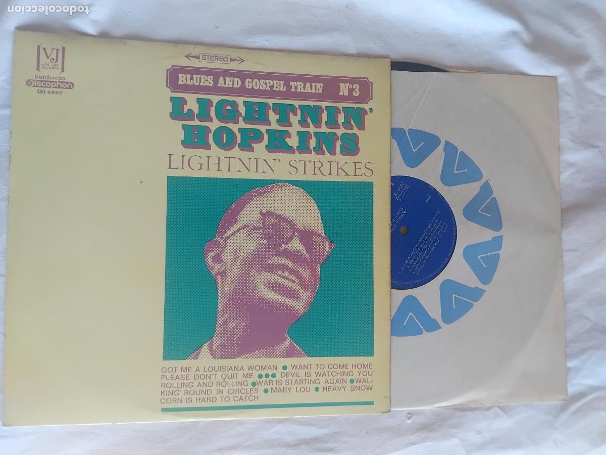 Discos de vinilo: LIGHTNIN' HOPKINS. HIGTNIN' STRIKES. LP DISCOPHON .1969.