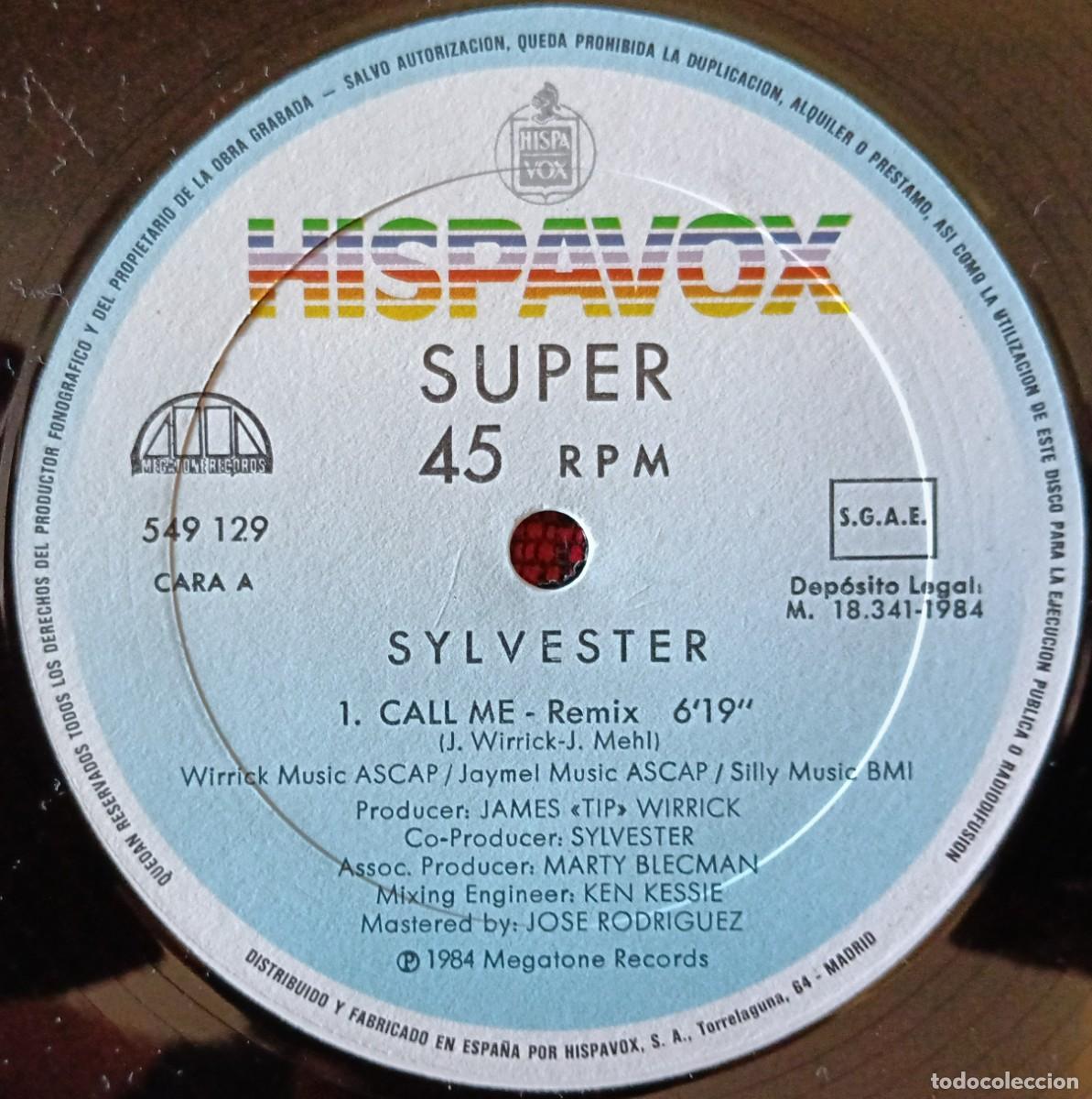 Discos de vinilo: SYLVESTER ** Call Me (Remix) ** MAXI SINGLE VINILO 1984 - Foto 3
