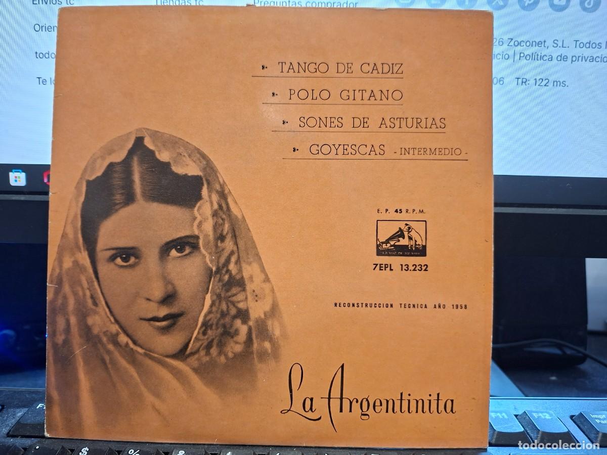 Discos de vinilo: LA ARGENTINITA - TANGO DE CADIZ - EP DE VINILO RECONSTRUCCION TECNICA 1958