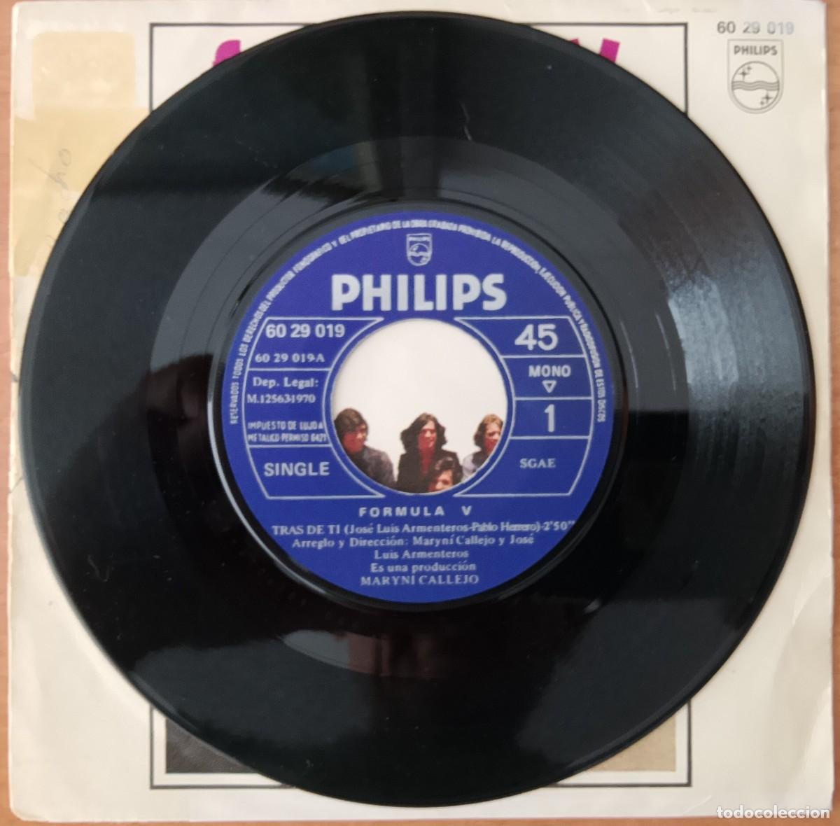 Discos de vinilo: F&oacute;rmula V. Tras de ti. Vinilo single. - Foto 2
