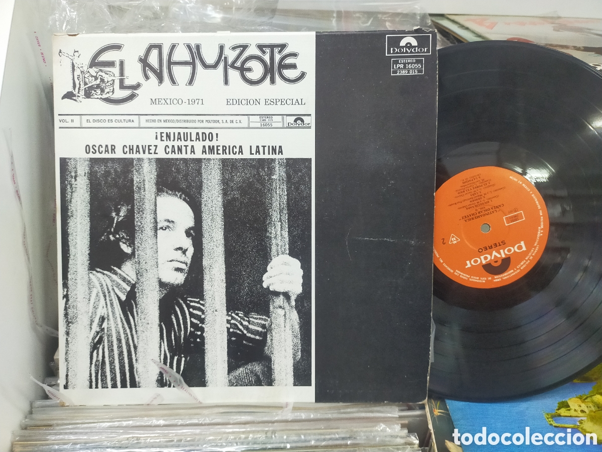 Discos de vinilo: &Oacute;scar Ch&aacute;vez canta Am&eacute;rica latina LP enjaulado M&eacute;xico 1972