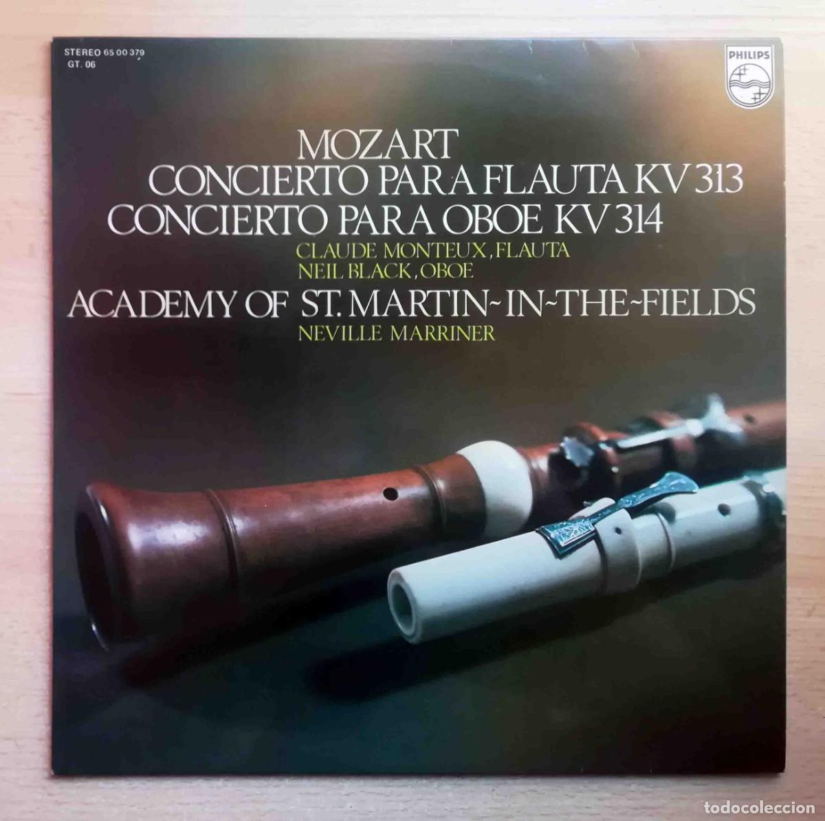 Discos de vinilo: Mozart. Concierto para flauta KV313. Para oboe KV 314. Neville Marriner.