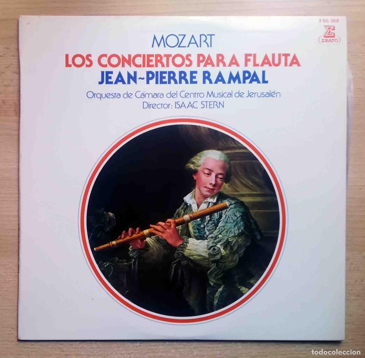 Discos de vinilo: Mozart. Los conciertos para flauta. Jean-Pierre Rampal (flauta). C.M. Jerusal&eacute;n. Dir: Isaac Stern.