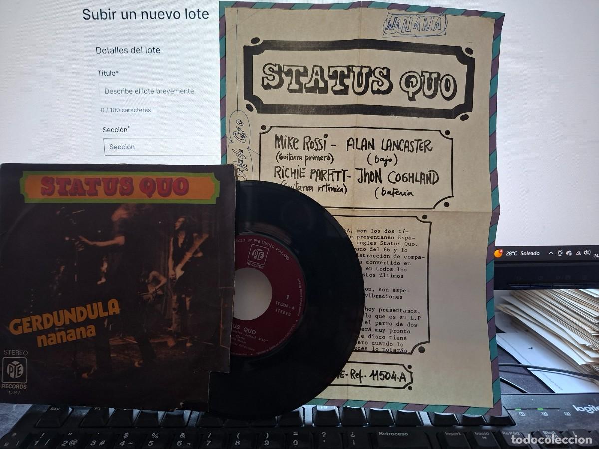 Discos de vinilo: STATUS QUO - GERUNDULA - SINGLE DE VINILO - INCLUYE LA HOJA DE PROMOCION - C- 59