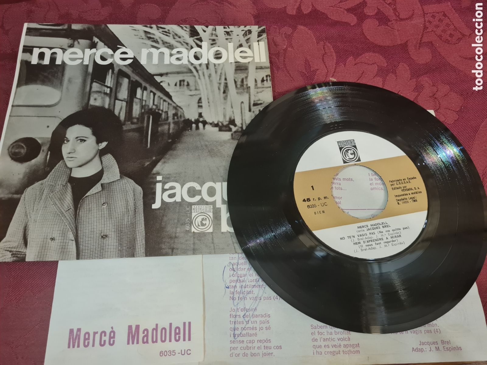 Discos de vinilo: Singels merc&egrave;madonell canta jaques brel