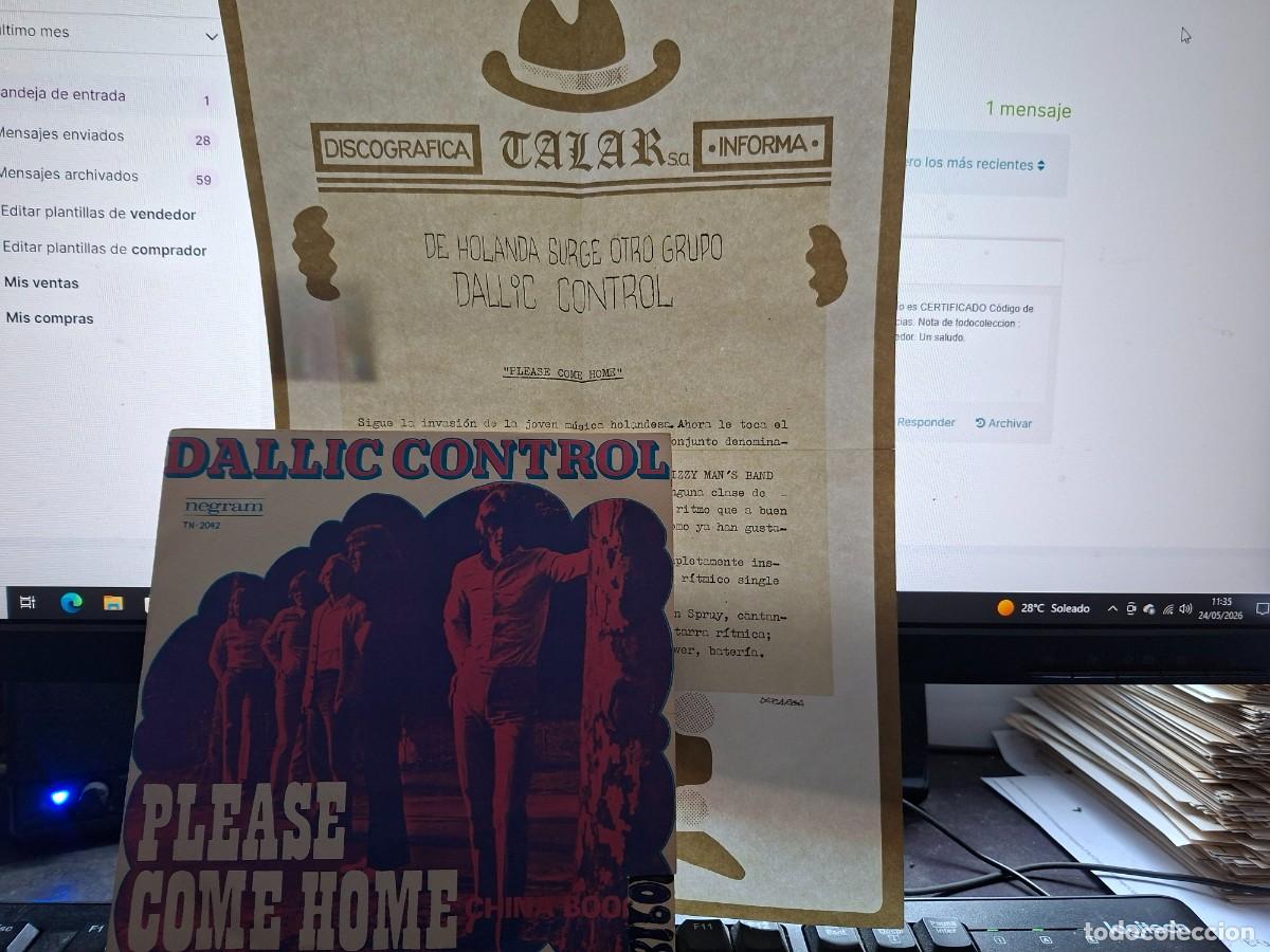 Disques de vinyle: DALLIC CONTROL - PLEASE COME HOME - SINGLE DE VINILO ESPA&Ntilde;OL CON HOJA DE PROMOCION - C- 59