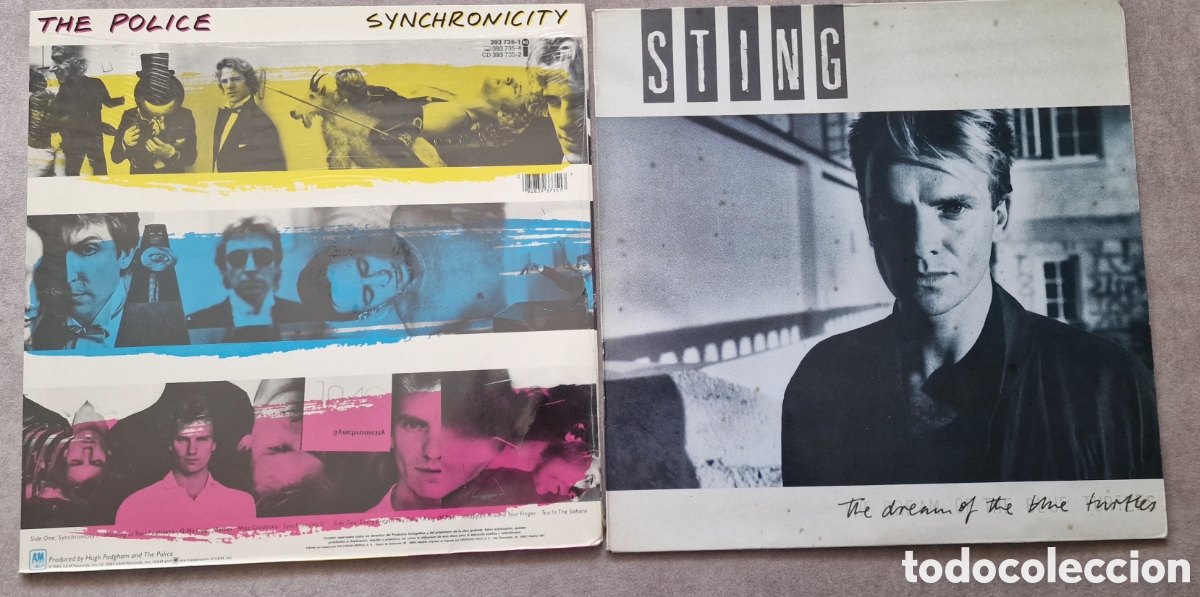 Discos de vinilo: 2 lps: Synchronicity ( Police 1983) + The Dreams of the blue turtles (Sting. 1985)