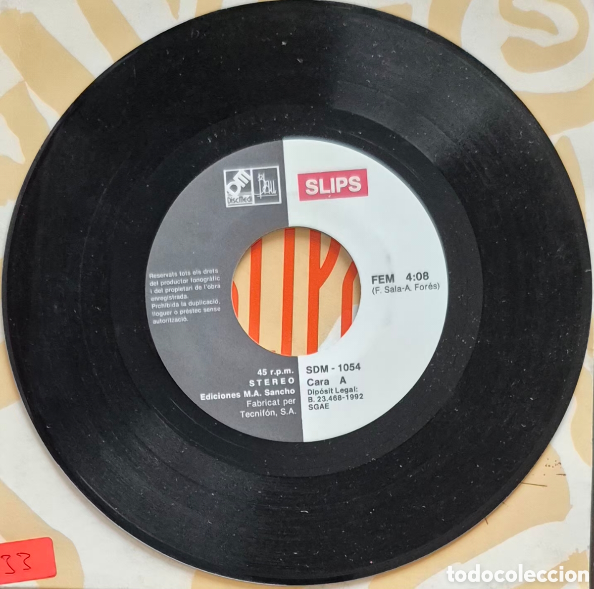 Discos de vinilo: SINGLE - SLIPS - FEM - 1992 ESPA&Ntilde;A - Foto 3
