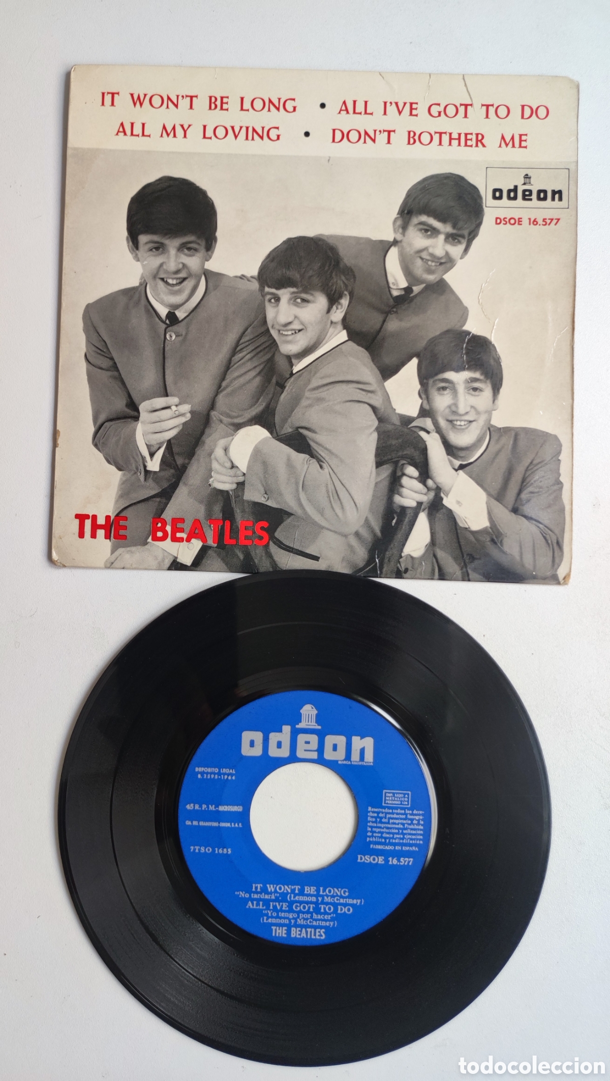Discos de vinilo: 1964 - THE BEATLES - IT WON'T BE LONG + ALL MY LOVING + 2 - ODEON DSOE 16.577 SPAIN 1964