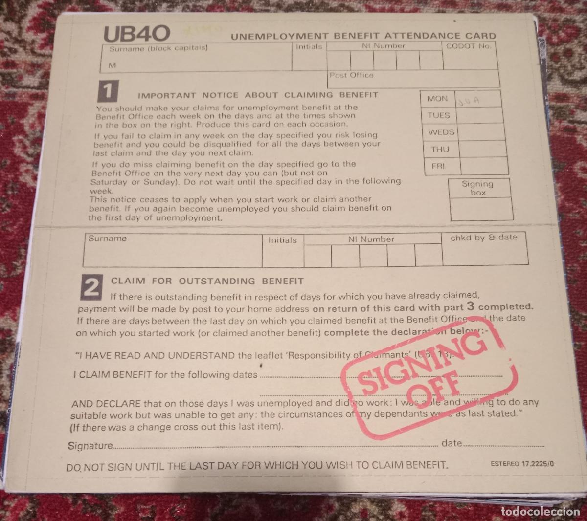 Discos de vinilo: UB40 &ndash; Signing Off Lp Espa&ntilde;a 1980