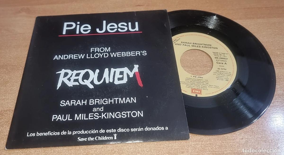 Discos de vinilo: SARAH BRIGHTMAN PAUL MILES-KINGSTON Pie Jesu SINGLE VINILO PROMO DEL A&Ntilde;O 1985 CONTIENE 2 TEMAS